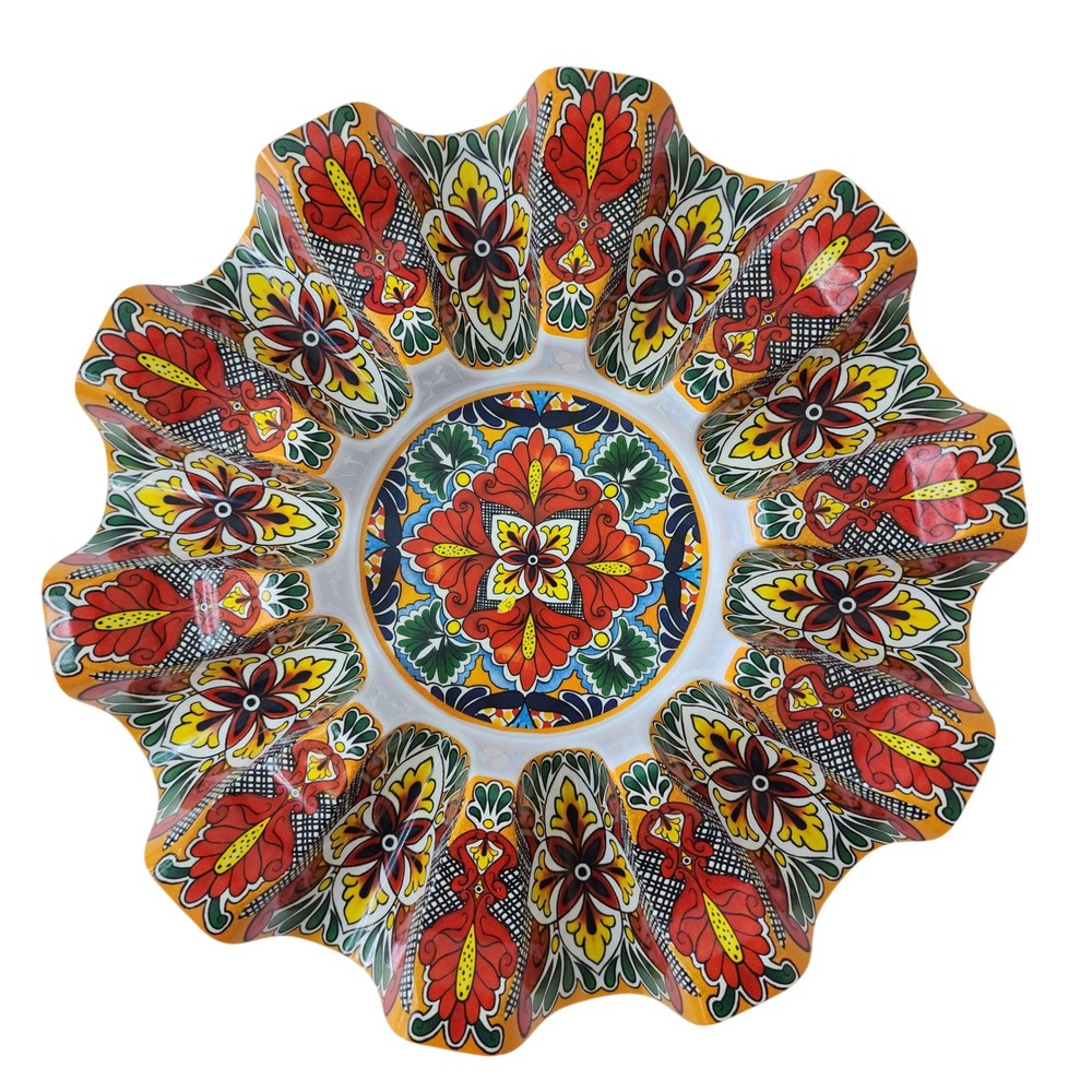 Prepara Taco Carousel Melamine Serving Tray Talavera Floral Pattern 12 inch 10